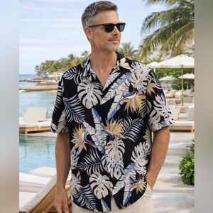 Tommy Bahama Bahama Coast Fronds IslandZone Camp Shirt Coastal Grandpa Resort L